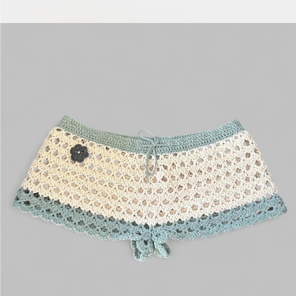 Handmade Crochet Shorts with Floral Accent